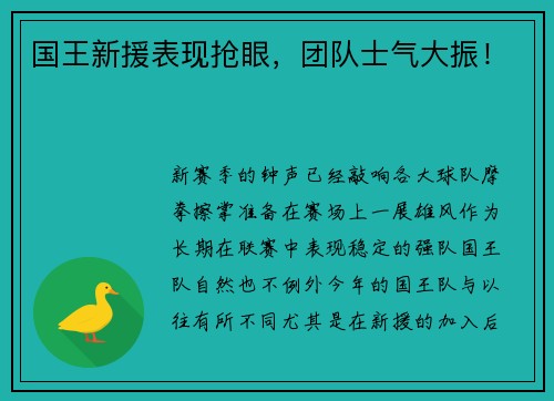 国王新援表现抢眼，团队士气大振！